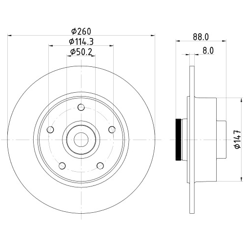 Hella Pagid 1X Bremsscheibe Hinterachse für Renault Samsung