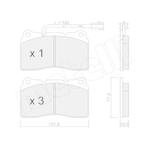 Bremsbelagsatz Scheibenbremse Metelli 22-0288-7 für Maserati Vorderachse