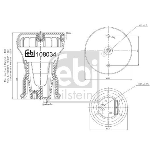 Federbalg Luftfederung Febi Bilstein 108034 für Iveco Hinterachse