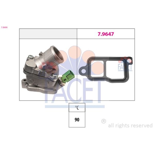 Thermostat Kühlmittel Facet 7.8606 Made In Italy - Oe Equivalent für Volvo