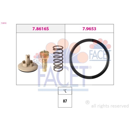 Thermostat Kühlmittel Facet 7.8616 Made In Italy - Oe Equivalent für Audi Seat