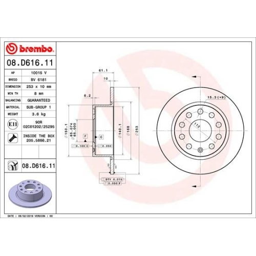 2X Brembo Bremsscheibe Prime Line - Uv Coated für Skoda Skoda (svw)