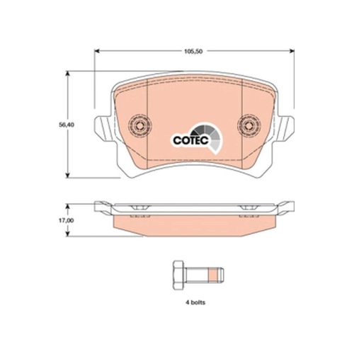 Bremsbelagsatz Scheibenbremse Trw GDB1763 Cotec für Audi Seat Skoda VW Vw (faw)