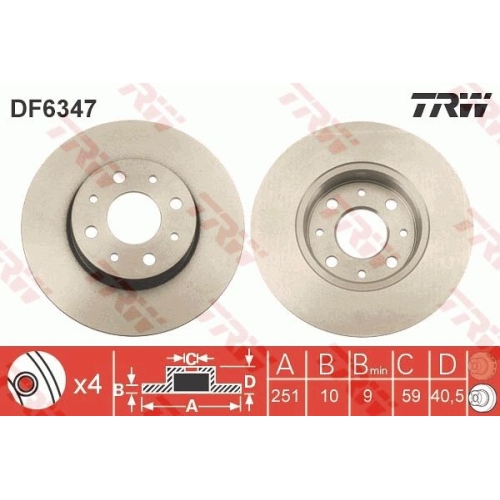 TRW 2X Bremsscheibe Hinterachse für Alfa Romeo