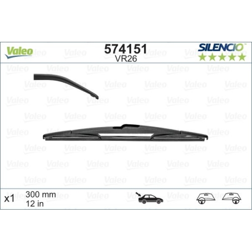 Wiper Blade Valeo 574151 Silencio Rear for Alfa Romeo Citroën Fiat Ford Honda