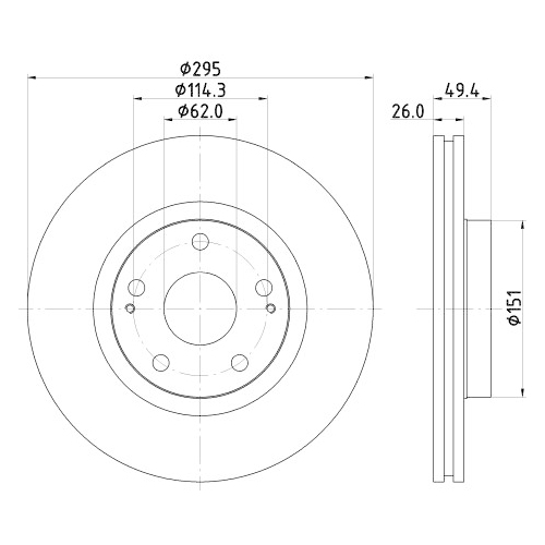 Hella Pagid 2X Bremsscheibe Vorderachse Pro für Toyota