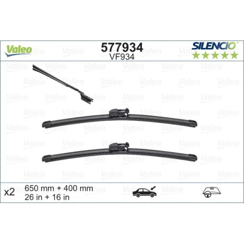 Wischblatt Valeo 577934 Silencio Flat Blade Set für Subaru Toyota Lexus Vorne