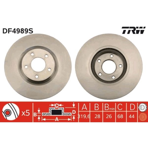 TRW 1X Bremsscheibe Vorderachse für Nissan Renault