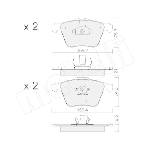 Bremsbelagsatz Scheibenbremse Metelli 22-0599-0 für Volvo Vorderachse