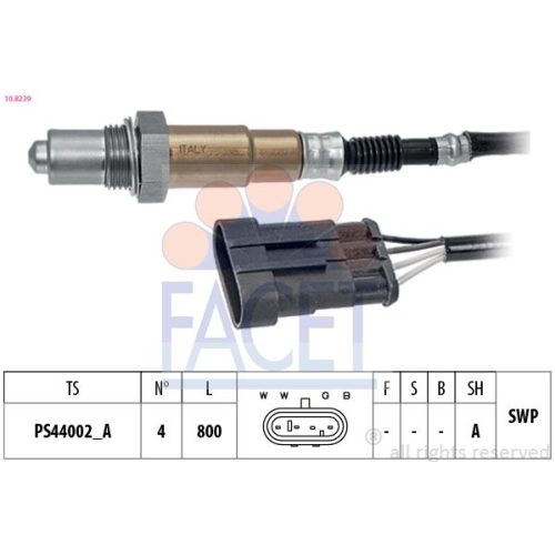 Lambdasonde Facet 10.8239 Made In Italy - Oe Equivalent für Alfa Romeo