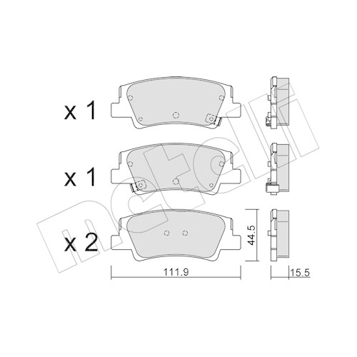 Bremsbelagsatz Scheibenbremse Metelli 22-1299-0 für Hyundai Kia Hinterachse