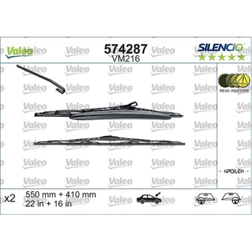 Wischblatt Valeo 574287 Silencio Conventional Set für Vorne