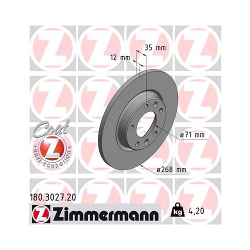 Zimmermann 2X Bremsscheibe Coat Z für Opel Toyota Citroën/peugeot