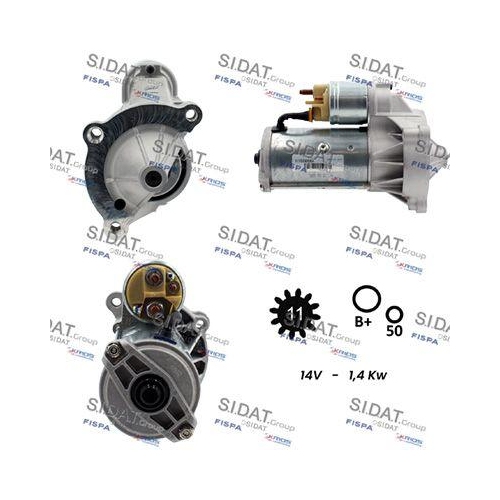 Starter Sidat S12VA0005A2 für Alfa Romeo Citroën Fiat Lancia Peugeot Hyundai Kia