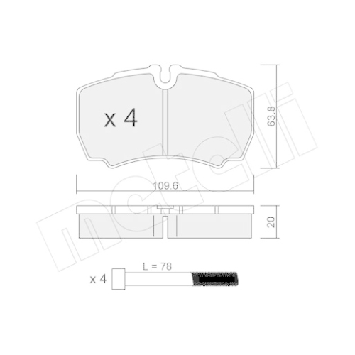 Bremsbelagsatz Scheibenbremse Metelli 22-0604-0 für Iveco Hinterachse