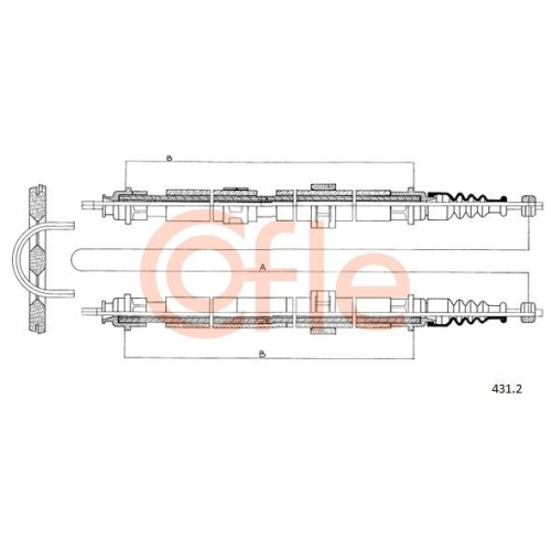 Seilzug Feststellbremse Cofle 431.2 für Fiat Lancia Hinten