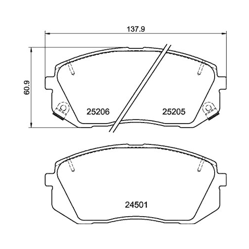 Bremsbelagsatz Scheibenbremse Hella Pagid 8DB 355 025-981 für Hyundai Kia