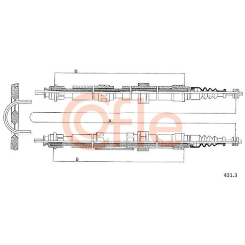 Seilzug Feststellbremse Cofle 431.3 für Alfa Romeo Fiat Lancia Hinten