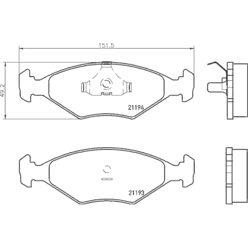 Bremsbelagsatz Scheibenbremse Hella Pagid 8DB 355 024-761 für Fiat Vorderachse