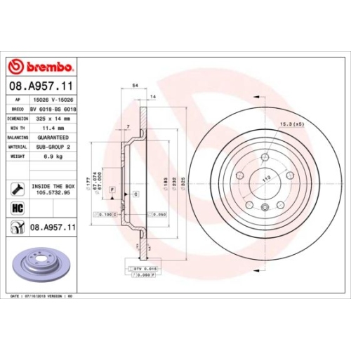 2X Brembo Bremsscheibe Prime Line - Uv Coated für Mercedes Benz Brabus