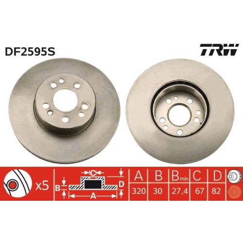 TRW 1X Bremsscheibe für Mercedes Benz