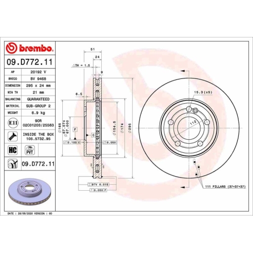 2X Brembo Bremsscheibe Prime Line - Uv Coated für Mercedes Benz