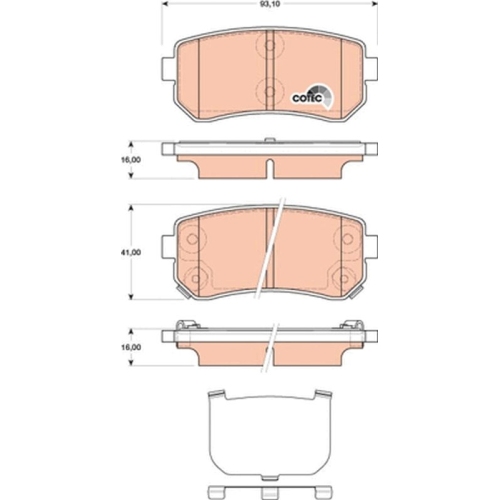 Bremsbelagsatz Scheibenbremse Trw GDB3474 Cotec für Hyundai Kia Jac Hinterachse