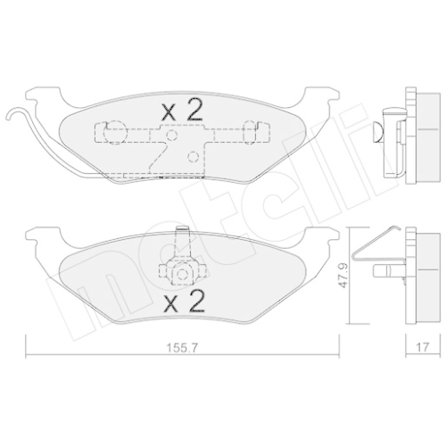 Bremsbelagsatz Scheibenbremse Metelli 22-0624-0 für Chrysler Hinterachse