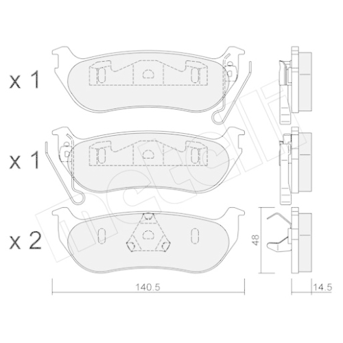 Bremsbelagsatz Scheibenbremse Metelli 22-0627-0 für Chrysler Jeep Hinterachse