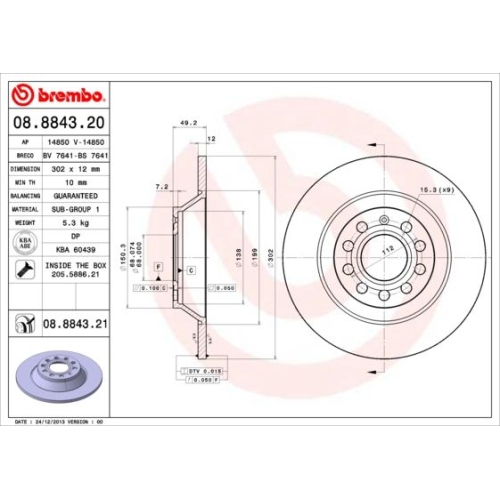 2X Brembo Bremsscheibe Hinterachse Prime Line - Uv Coated für Audi