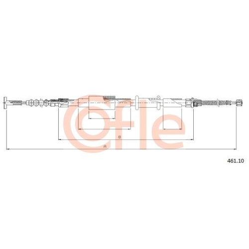 Seilzug Feststellbremse Cofle 461.10 für Fiat Hinten Rechts