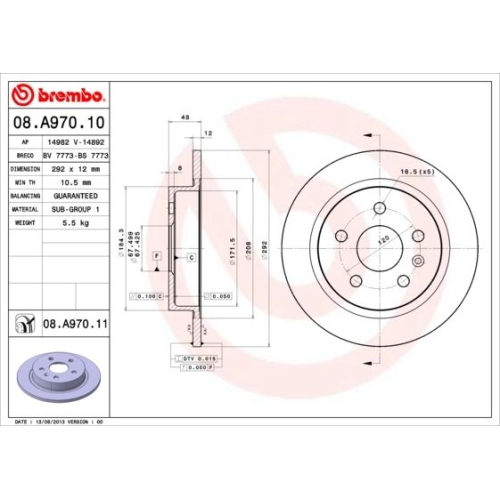 2X Brembo Bremsscheibe Prime Line - Uv Coated für Opel Saab Vauxhall