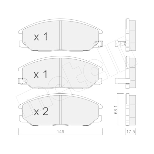 Bremsbelagsatz Scheibenbremse Metelli 22-0632-0 für Ssangyong Vorderachse