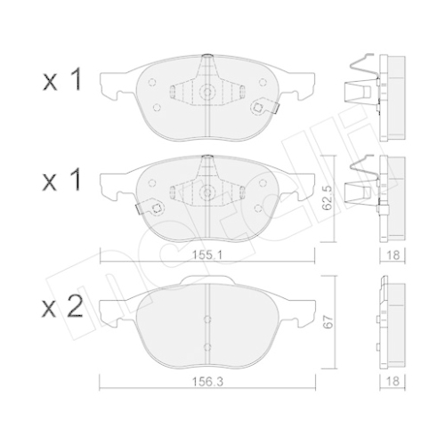 Bremsbelagsatz Scheibenbremse Metelli 22-0534-2 für Ford Vorderachse