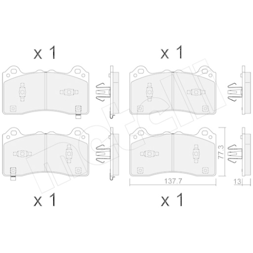 Bremsbelagsatz Scheibenbremse Metelli 22-1220-1 für Ford Ford Usa Vorderachse