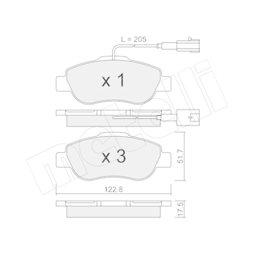 Bremsbelagsatz Scheibenbremse Metelli 22-0638-1 für Fiat Ford Vorderachse