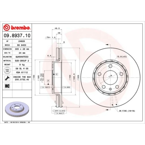 1X Brembo Bremsscheibe Prime Line - Uv Coated für Nissan Opel Renault