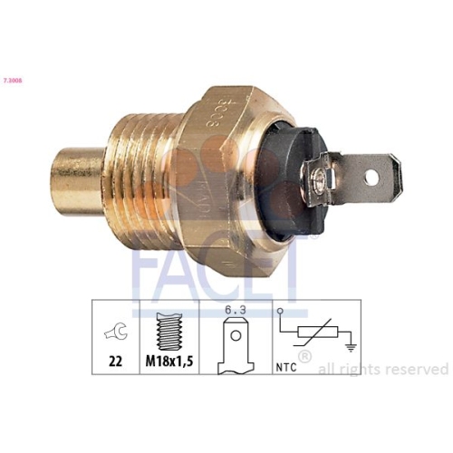 Sensor Kühlmitteltemperatur Facet 7.3008 Made In Italy - Oe Equivalent für Fiat