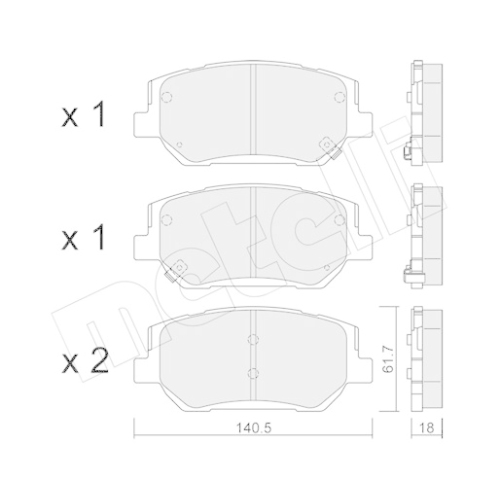 Bremsbelagsatz Scheibenbremse Metelli 22-1297-0 für Hyundai Vorderachse