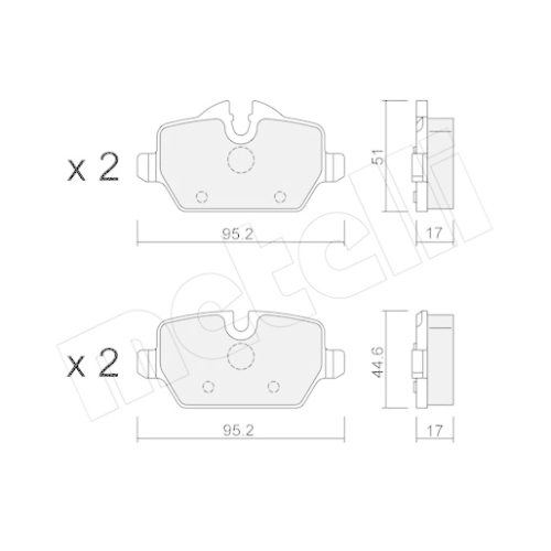 Bremsbelagsatz Scheibenbremse Metelli 22-0641-0 für Bmw Mini Hinterachse