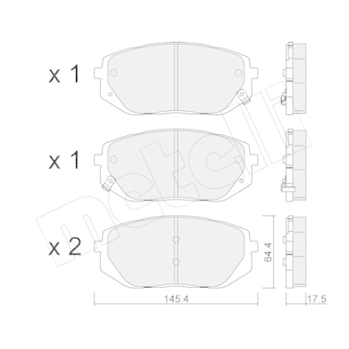 Bremsbelagsatz Scheibenbremse Metelli 22-1300-0 für Hyundai Kia Vorderachse