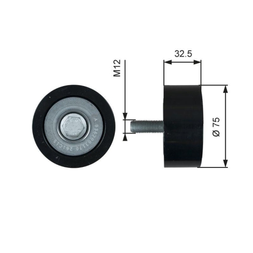 Umlenk /führungsrolle Keilrippenriemen Gates T36741 Fleetrunner™ für Evobus Oben