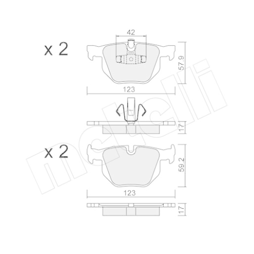 Bremsbelagsatz Scheibenbremse Metelli 22-0643-0 für Bmw Hinterachse