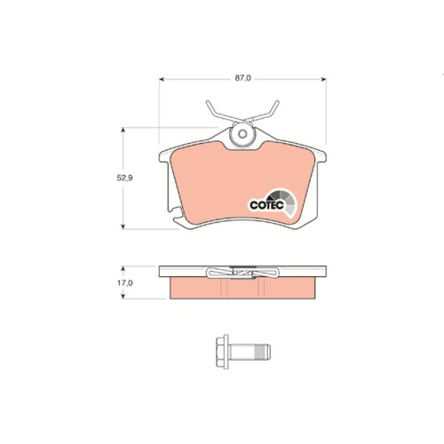 Bremsbelagsatz Scheibenbremse Trw GDB1578 Cotec für Audi Seat VW Hinterachse