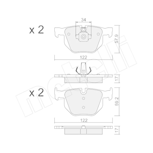 Bremsbelagsatz Scheibenbremse Metelli 22-0644-4 für Bmw Hinterachse