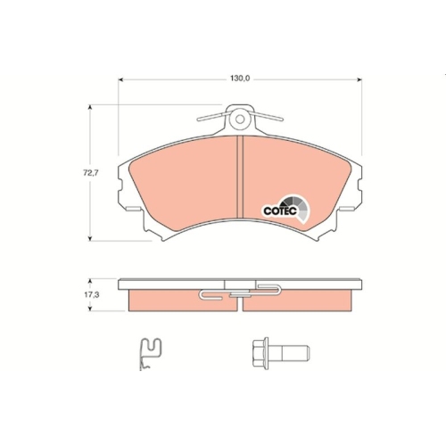 Bremsbelagsatz Scheibenbremse Trw GDB1584 Cotec für Mitsubishi Smart Vorderachse