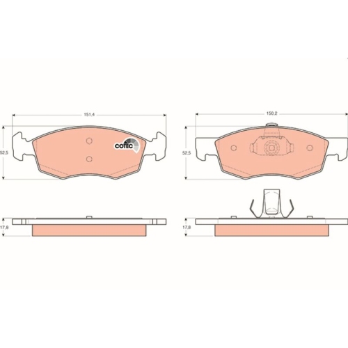 Brake Pad Set Disc Brake Trw GDB1588 Cotec for Fiat Front Axle