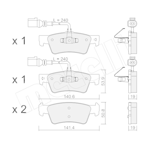 Bremsbelagsatz Scheibenbremse Metelli 22-0661-0 für VW Hinterachse