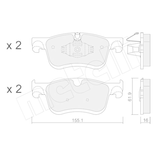 Bremsbelagsatz Scheibenbremse Metelli 22-1349-0 für Citroën Toyota Vorderachse