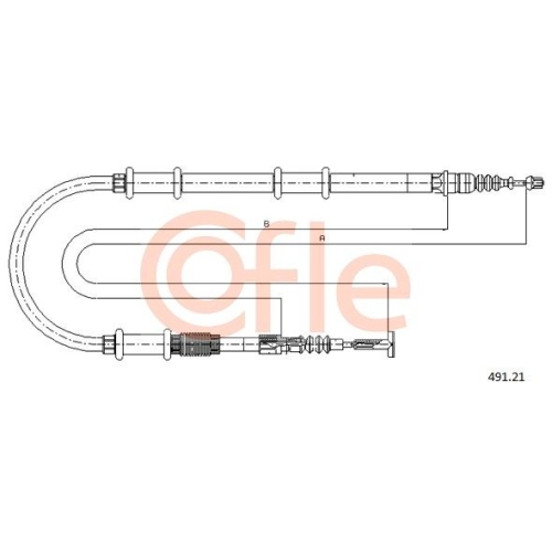 Seilzug Feststellbremse Cofle 491.21 für Fiat Hinten Rechts